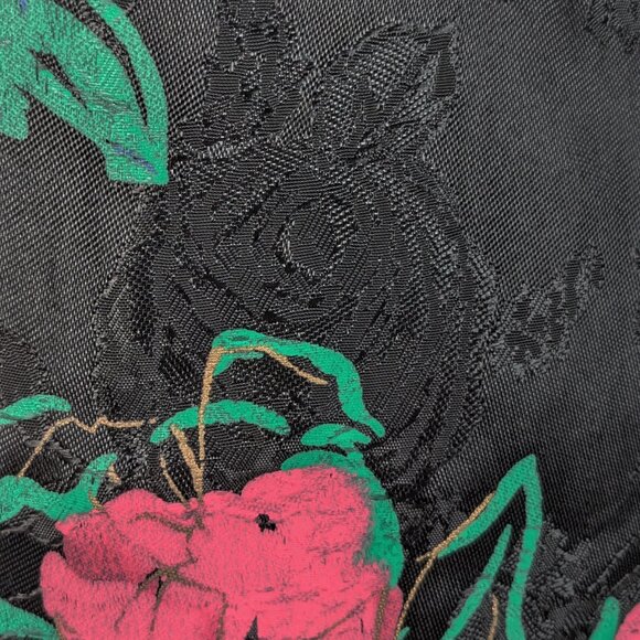 Vintage 80s Red Rose Floral Print Ruffle Sleeve Prom Cocktail Party Dress M - Picture 14 of 14